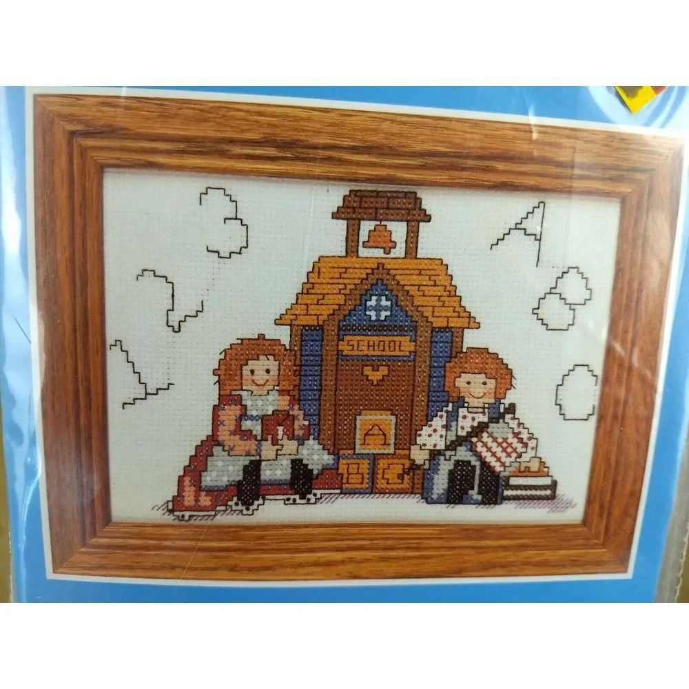 3 Vtg Candamar Designs Counted‎ Cross Stitch & Embroidery Kits Bears School NOS